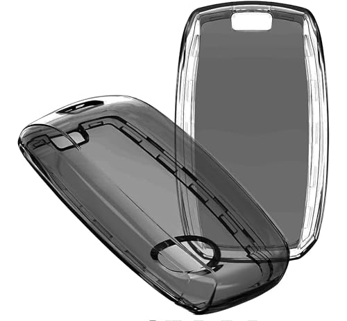 Image of TPU Car Key Cover Compatible with Kia Seltos, Sonet, Carens | 4 Button Smart Key | Push Button Start | Transparent Black Key Shell