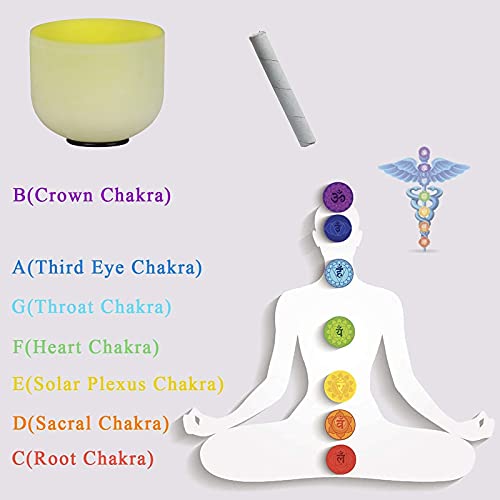 Conjunto de tigela de canto de cristal de 20 cm – 432 Hz/B, chacras de coroa de notas, percussão son