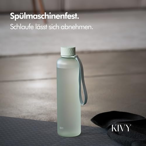 KIVY Trinkflasche 1l - Kohlensäure geeignet & Auslaufsicher - Für Sport, Schule & Büro - Sport Trinkflasche Gym - Wasserflasche Sprudel geeignet - Sportflasche 1 Liter - Spülmaschinenfest