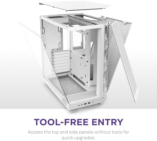 NZXT H6 Flow Orta Kule ATX PC Kasası, Kompakt Çift Odacıklı Tasarım, Panoramik Temperli Cam, Yüksek Hava Akışı, 3x 120mm Fan Dahil, Kablo Yönetimi, Beyaz - Görsel 7