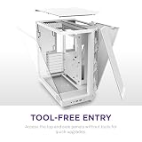 NZXT H6 Flow | CC-H61FW-01 | Compact Dual-Chamber Mid-Tower Airflow Case | Panoramic Glass Panels | High-Performance Airflow Panels | Includes 3 x 120mm Fans | Cable Management | White