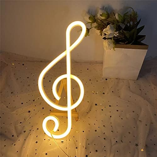 ENUOLI Neon Music Note Light Music LED Sign Neon Light Sign Battery/USB Operated Neon Art Light Neon Wall Light for Childrens Bedroom Light up Sign Decor for Bar Party Christmas Wedding (Warm white)