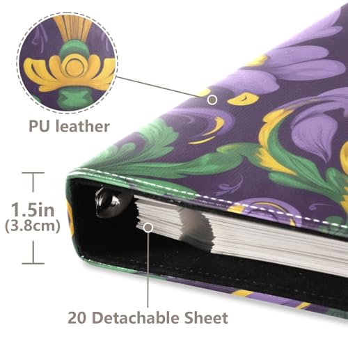 Álbum de fotos Scrapbook autoadhesivo FLildon con patrón Mardi Gras Fleur De Lis, encuadernado de 3 anillos, 40 páginas, tamaño 11.8x11.2 pulgadas miniatura 4