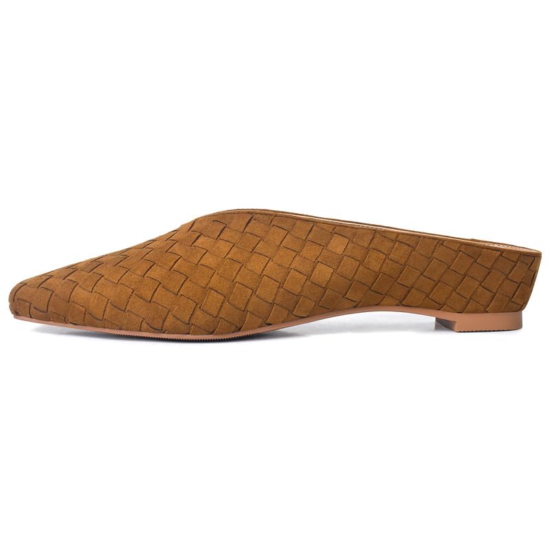 Image of Woven Mules for Women Slip on Comfortabke Metallic Slides Ladies Trendy Square Toe Hidden Wedge Mules