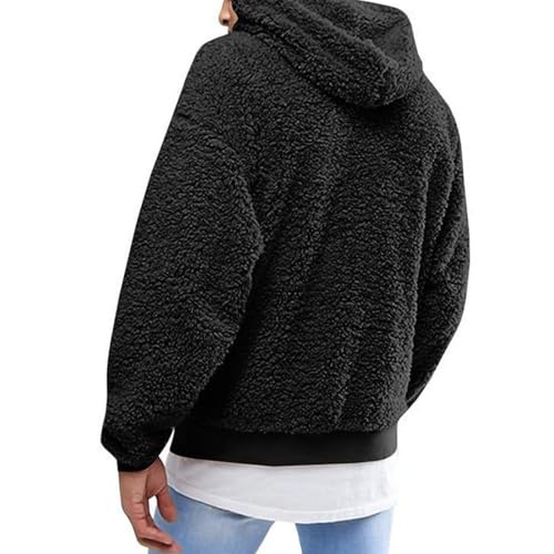 Men's Fuzzy Hoodie Sweatshirts Fleece Long Sleeve Pullover Sweatshirt Fall Winter Warm Soft Hooded Outerwear3