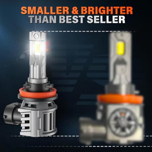 Image of SEALIGHT 9005 H11 LED Bulbs Combo, 200,000LM 6500K White Bulbs, L1S Series HB3 H11 /H8 /H9 /H16 Bulb, IP68 IP6X Proof 30,000rpm High Speed Cooling Fan, 90,000hrs Long Lifespan, 4PCS