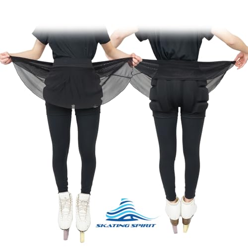 Pantalones cortos de patinaje con acolchado contra impactos en coxis y glúteos con falda integrada 3
