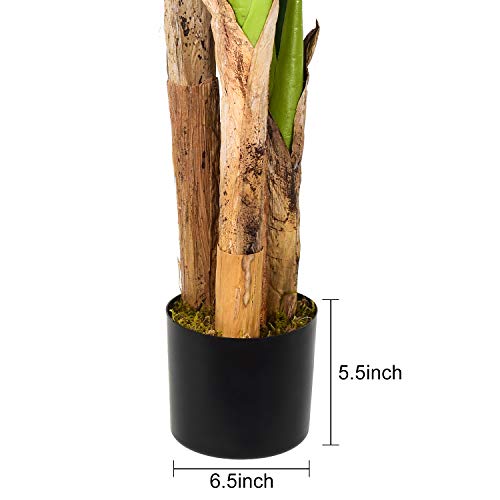 Artiflr 5 Feet Artificial Banana Tree Fake Silk Plant with UV Protection, Feel Real Artificial Tree, Super Quality, Feet, Green