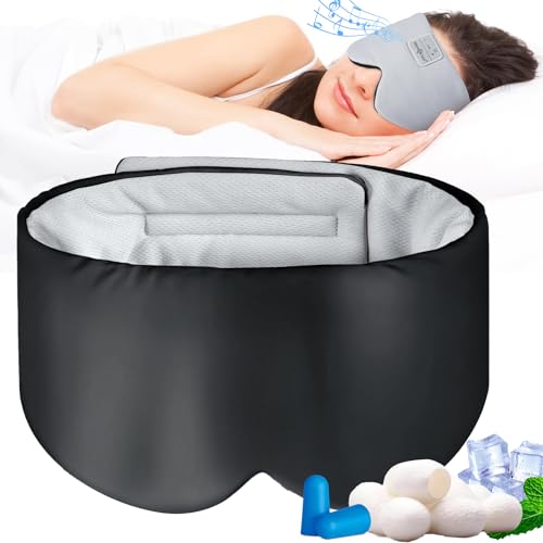 Musicozy Sleep Mask with Bluetooth Headphones,100% Natural Silk Eye Mask Headphones for Men Women,Soft Sleep Headphones Bluetooth Eye Mask for Sleeping,Travel,Relax,Yoga,Meditation,Large in Size