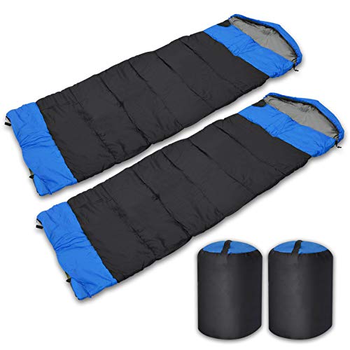 Blue Double Conjoined Hooded Sleeping Bag Outdoor Camping or Indoor Sleep