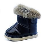 RVROVIC Kinder Baby Booties Jungen Mädchen Plüsch Warm Winter Schuhe Wandern Schneestiefel Kleinkind(1-Schwarz)