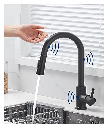 Mitigeur d'évier tactile noir pour cuisiner en famille sans traces de doigts