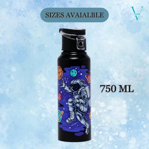 Image of VOIK Astronaut Stainless Steel Water Bottle | Flipper Bottle 750 ML | Steel Water Bottle For Kids | Easy To Carry Stainless Steel Leak Proof | BPA & Toxic Free