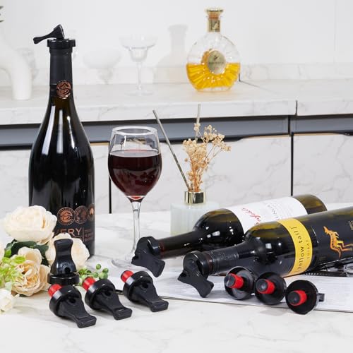 CherHome Wine Stopper,6 Pack Wine Stoppers for Wine Bottles,Plastic Vacuum Wine Bottle Stopper Wine Saver with Airtight Seal,Keep Wine Fresh Wine Bottle Sealer Set
