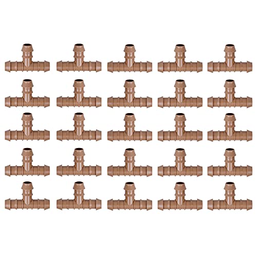 25 conectores en T de plástico hidropónico de púas para manguera de jardín para sistema de riego de refrigeración de 17 mm, conector de plástico en forma de T