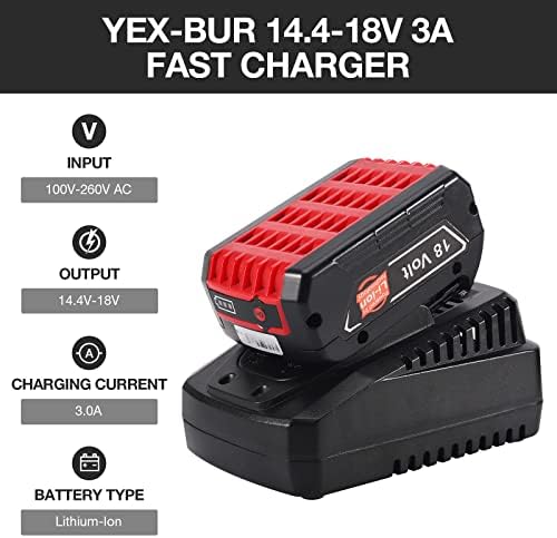 AL1820CV Battery Charger for Bosch 18V 14.4V Li-ion Battery BC660 BC1880 BAT609 BAT609G BAT618 BAT618G BAT614 BAT614G YEX-BUR 3A Fast Charging Replacement Power Tool Charger