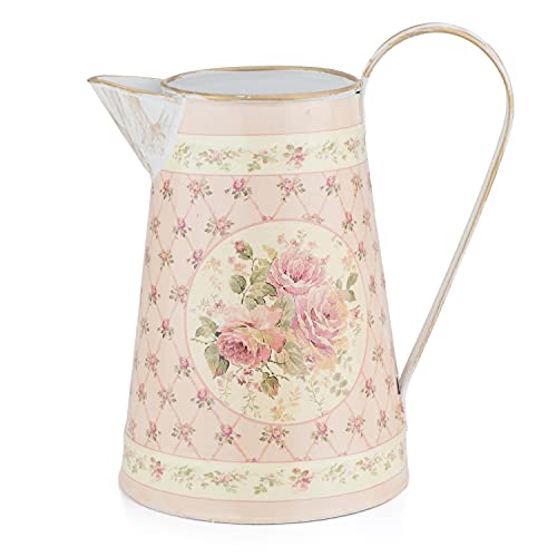 Moritz Deko Blech Kanne Motiv Blüten Metall blumenvase mit Griff und...