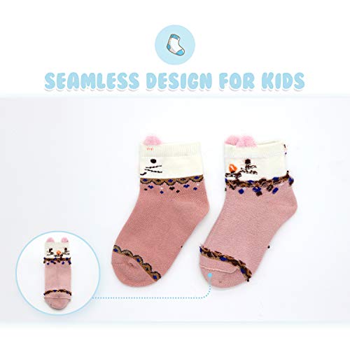 Gwenvenni Little Girls Toddler Animal Cat Socks Kids Children Cotton Anklet Crew Quarter Socks3