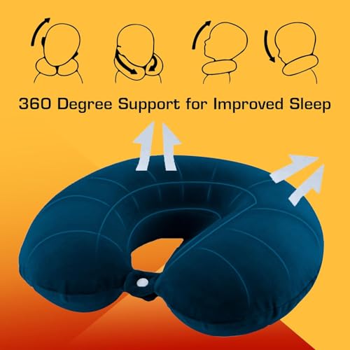 Image of PAVILONN U-Shape Memory Foam Neck Pillow for Travel | Soft Flight Cushion for Airplane, Car & Train | Lightweight Portable Travel Essential for Men, Women & Kids (Blue)