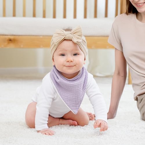 Susurration Bavoirs Bébé Bandana 10 Pièces,Mousseline Foulard Bavoirs Bebe Réglables Doux Pour Garçons et Filles (Rose Violet) – vue 8