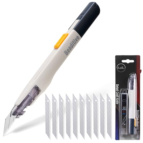 Beaditive Hochpräzises Bastelmesser mit 10 Klingen: 30-Grad-Klinge Allzweckmesser, für Kunst, Handwerk, Modellbau