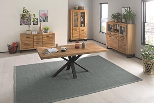 möbelando Esstisch Eastbourne in Eiche aus Massivholz,Metall - 220x76x100cm (BxHxT)