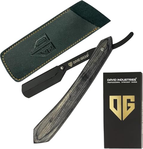 DG® Cut Throat Razor Kit - Matt Royal Black Color - Straight Edge Razor for Barbers & Personal Use - Stainless Steel - Moustache & Beard Shaving Razor - Shaving Kit