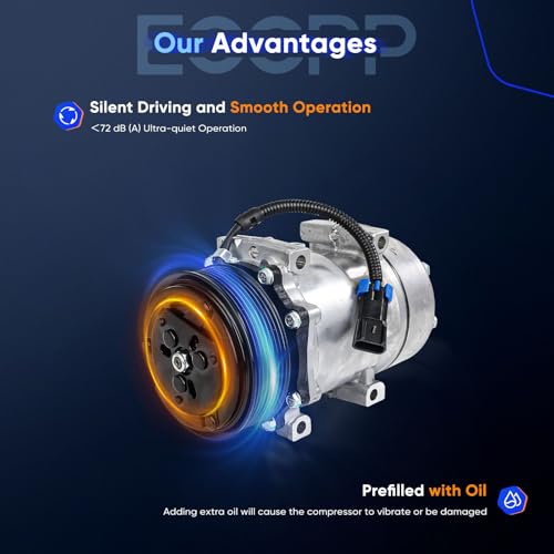 Image of ECCPP AC Compressor 2001-2015 for Kenworth C500 T600A T800 W900 | 2006-2007 for Peterbilt 385 320 379 AC Compressor with Clutch Rapid Cooling