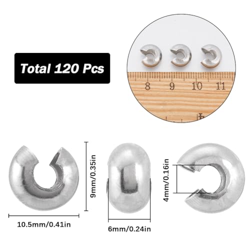 Cuentas de crimpado de acero inoxidable SUNNYCLUE de 9 mm para alta bisutería 3