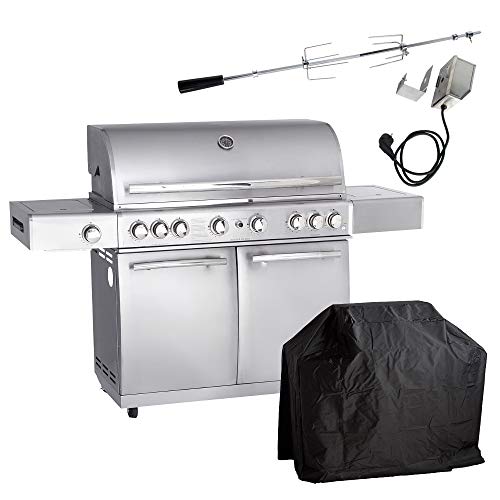 Allgrillu00ae Topline Set completo de acero inoxidable barbacoa de gas Chef XL incluye pincho para barbacoa y funda de protección contra la intemperie
