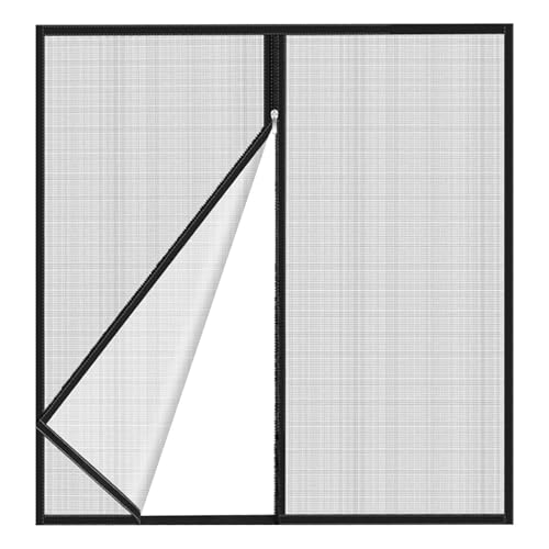 Window Screen - Self Adhesive Window Door Worm Screen | Gnat Proof Net With Zipper For Homeowners Renters Home Office Apartment 