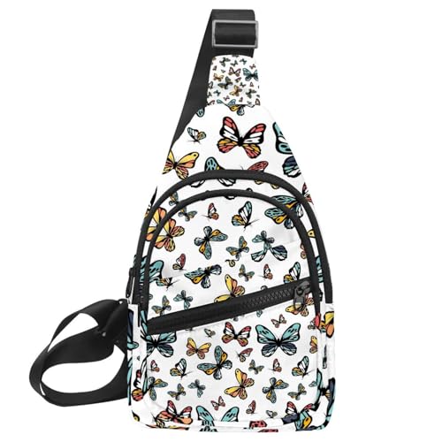 Mochila tipo mensajero azul con mariposas para hombre: expresa tu estilo &uacute;nico