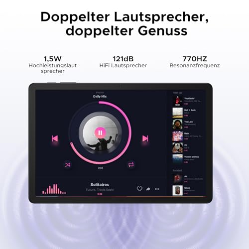 DOOGEE TAB G6+ Android 15 Tablet 11 Zoll, FHD+, 32GB RAM + 256GB ROM, 8000mAh Akku, Gemini AI, Unisoc T7280 Octa-Core, 4G LTE, Widevine L1, Tablet mit Tastatur/Stift/SIM Card Slot/Maus/Hülle