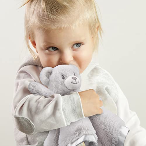 Image of Bear Baby Lovey Security Blanket for Boys Girls 16 Inch Grey | Soft Baby Lovey Fluffy Blanket with Satin Backing Unisex Snuggle Toy Stuffed Animal Shower Gift for Newborn Toddler Infant