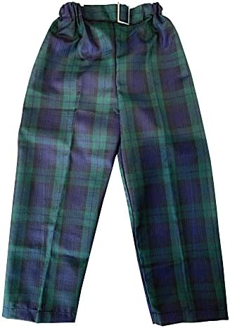 Baby Boys Black Watch Tartan Trousers Pants Elastic Waist