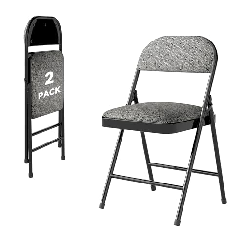 Real Relax 2 Pack Folding Chairs with Fabric Padded...