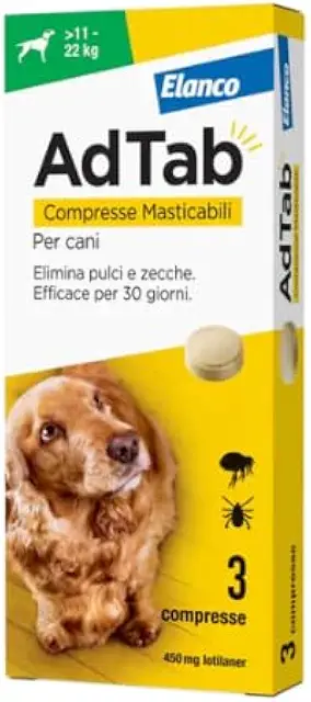 AdTab Comprimés Anti-Puces pour Chiens 11-22 kg - 3 Cachets à Croquer