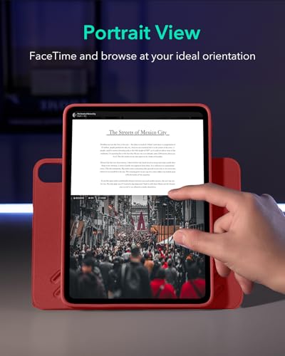 Image of ESR for iPad Air 11 Inch Case M4 /M3 /M2 (2026 /2025 /2024), iPad Air 5th /4th Gen Case (2022 /2020) 10.9 Inch, Removable Magnetic Cover, Adjustable Portrait /Landscape Stand, 9 Standing Angles, Red