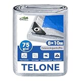 Covall Telone impermeabile esterno Argento/Blu 8x10m 75g/m² Antistrappo