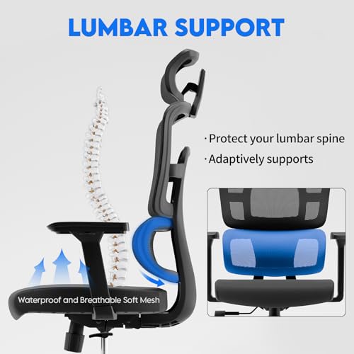 Image of Drafting Chair, Ergonomic Tall Office Chairs for Standing Desk, Home Office Desk Chair with Lumbar Support and Adjustable Flip-up Armrests & footrest (04black)