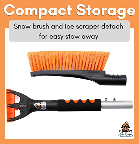 Birdrock Home 24" Snow Brush With Detachable Ice Scraper For Car | 9" Wide Bristle Brush | Size: Car & Small Suv | Lightweight Aluminum Body With Ergonomic Grip #TOP6