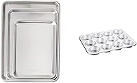 Vista 1 de Nordic Ware Baker's Delight Set de 3 piezas + molde comercial de aluminio natural Nordic Ware para muffins, 12 tazas