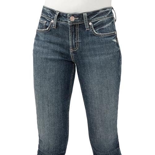 Silver Jeans Co. Women's Suki Mid Rise Curvy Fit Straight Crop Jeans4