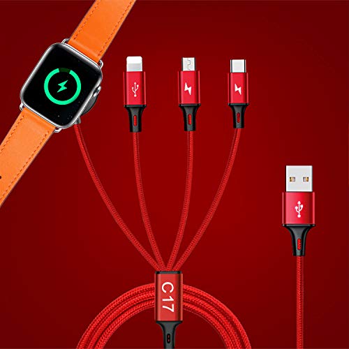 Apple Watch 充電器 4in1 Lightning Typec Micro Usb Apple Watch 同時充電設計 サポートiwatch 6 5 4 3 2 1用高速磁気充電ケーブル 3a 1 2m ナイロン編組充電ケーブル Red 1 の価格比較 Heim ハイム