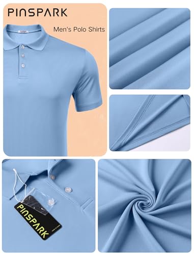 PINSPARK 5 Pack Golf Polo Shirts for Men Multipacks Quick Dry Short Sleeve Collared Shirt Slim Fit Casual Polos Shirt4