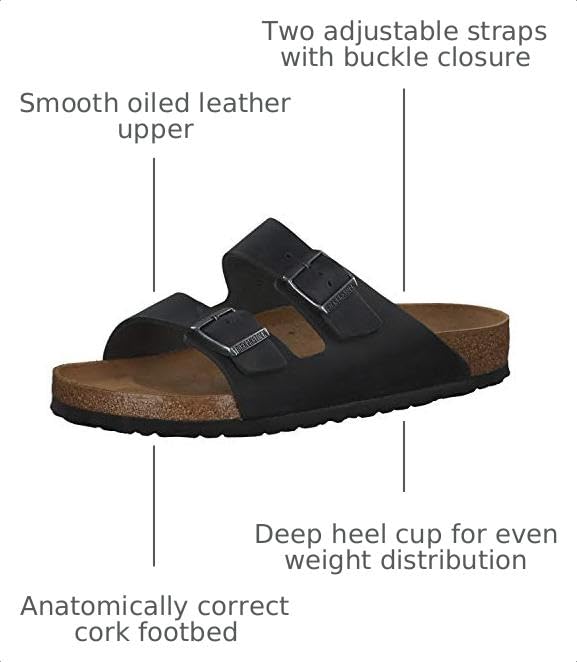 Image of Birkenstock Arizona Black Womens Open Back Waxy Leather Sandals