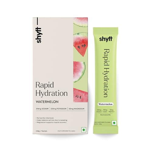 Image of Shyft Rapid Hydration - Watermelon| 7 Sachets | Right sodium, potassium, magnesium mix for Instant Hydration | Absolutely no harmful chemicals | No Artificial Sweetener
