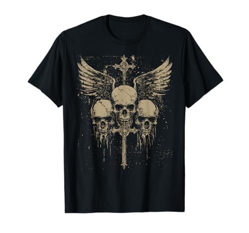Totenkopf Kreuz Y2K Grunge Ästhetisch Alt Goth Totenkopf Kreuz Gothic T-Shirt
