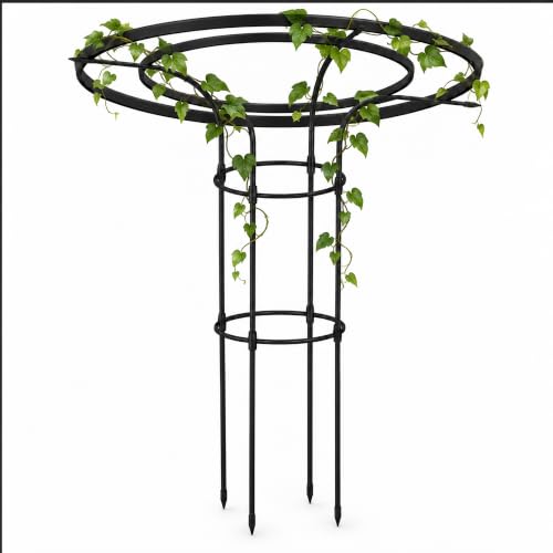 OnlyGarden Garden Trellis for Climbing Plants Outdoor, 3.7FT Tall Metal Obelisk Trellis, 41.3" Umbrella Trellis for Potted Plants, Mushroom Top Trellises for Vines, Rose, Clematis, Pea, Bean, Tomato