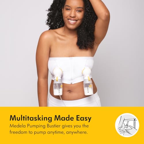 Medela Bustier d'expression Mains Libres, Soutien-Gorge d'expression Facile avec extensibilité adaptative pour Un Confort Maximal et Un débit de Lait Facile